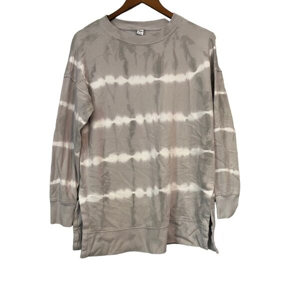 Women's Old Navy Neutral Tie Dye Long Line Crewneck Sweatshirt - Picture 1 of 6